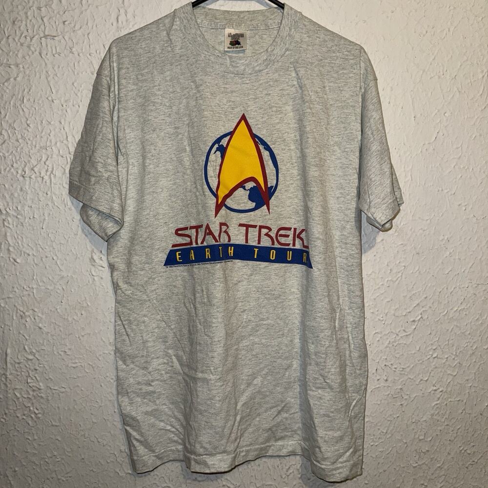Vintage 1993 Star Trek Earth Tour Graphic Print Single Stitch Shirt L